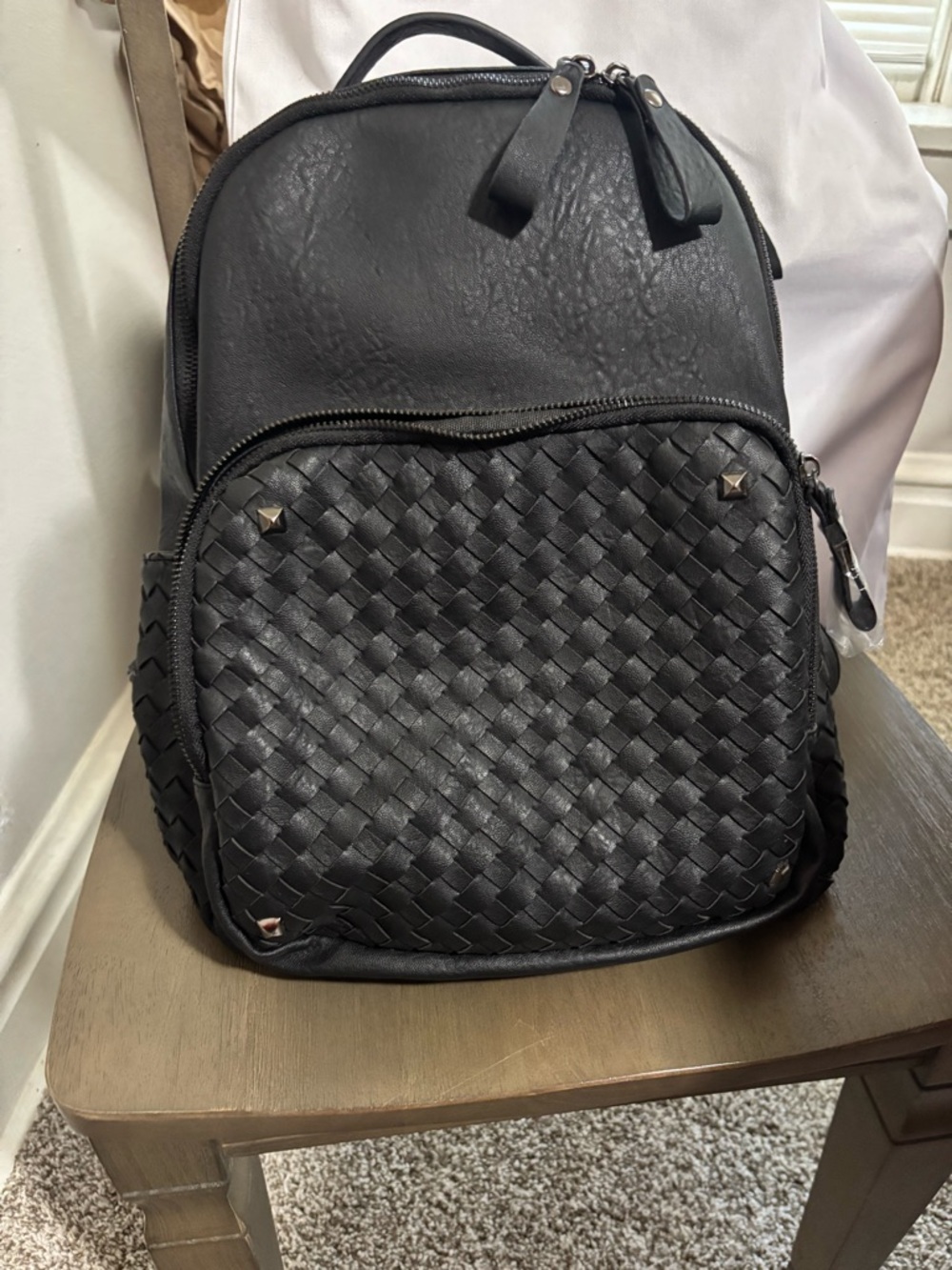 Madison West Black Woven Backpack